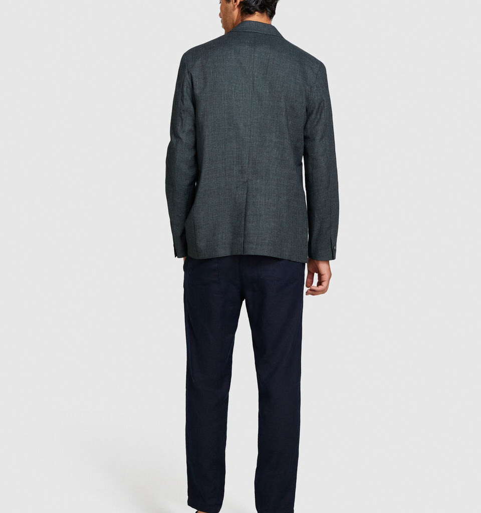 Single-breasted blazer in linen blend - men's blazers - Dark Gray | Sisley image number 3